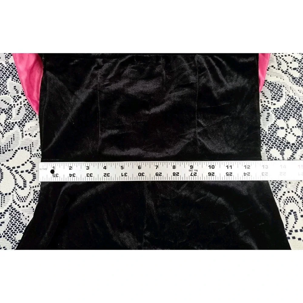 Nasty Gal Velvet Jumpsuit Women's 6 Black Pink Bow One Piece Side‎ Zip Boho Y2K - Picture 7 of 12